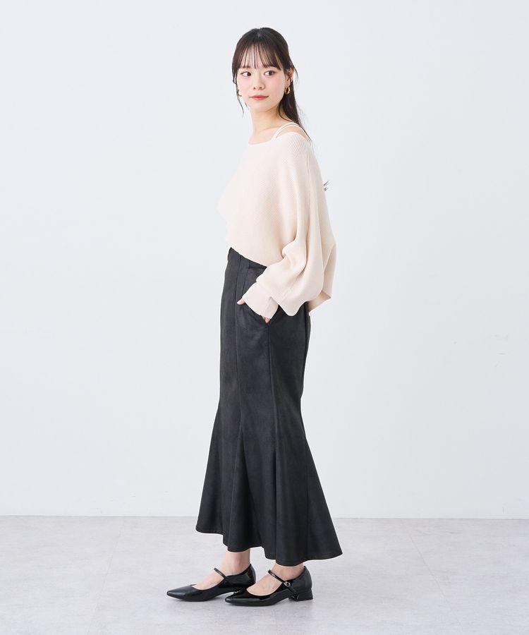 earth music&ecology「フェイクレザーマーメイドスカート」|フレア|