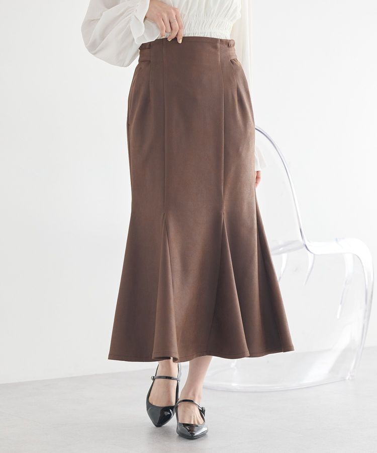earth music&ecology「フェイクレザーマーメイドスカート」|フレア|Brown