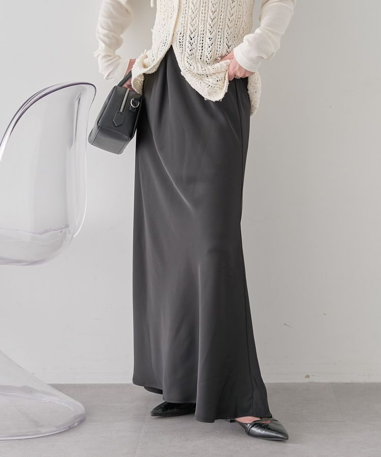 earth music&ecology「サテンフリルマーメイドスカート」|フレア|