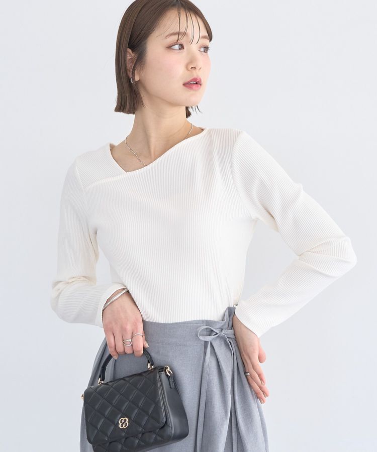 earth music&ecology「アシメネックリブプルオーバー」|Tシャツ・カットソー|