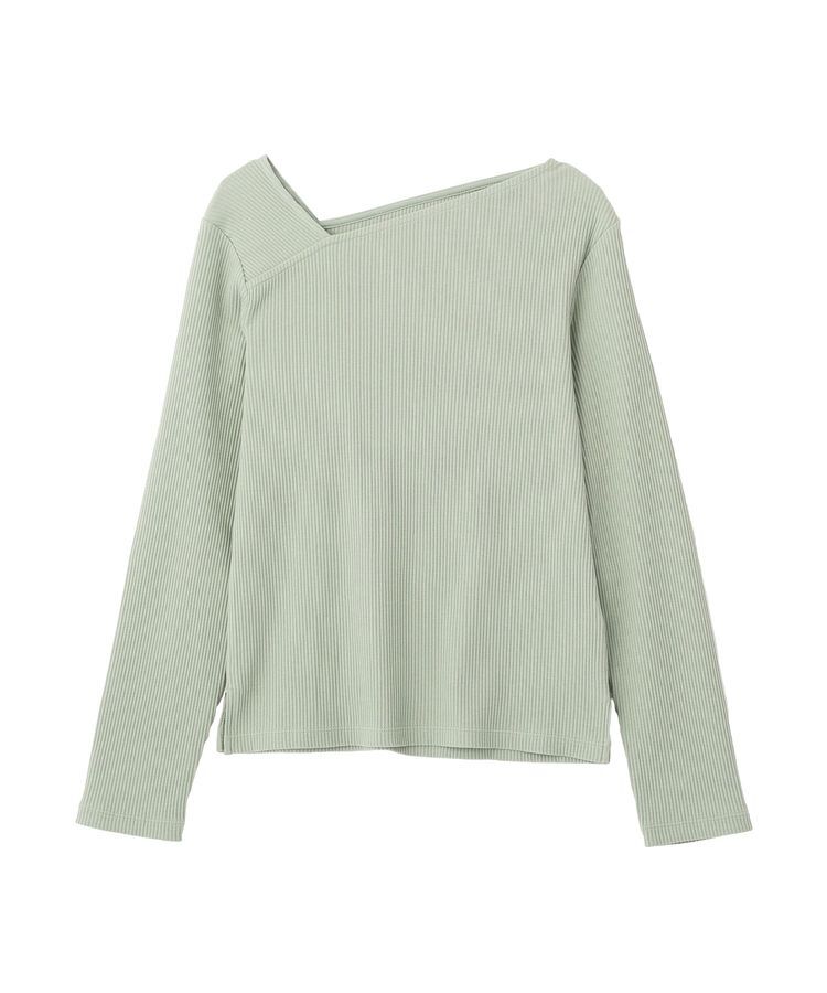 earth music&ecology「アシメネックリブプルオーバー」|Tシャツ・カットソー|Light Green