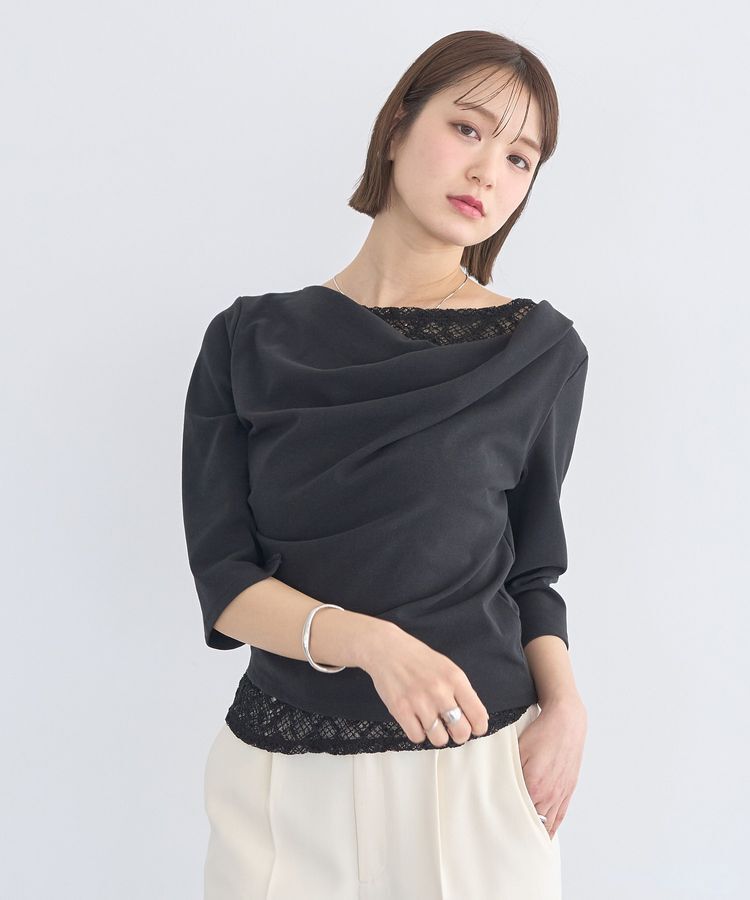 earth music&ecology「レースレイヤードドレーププルオーバー」|Tシャツ・カットソー|