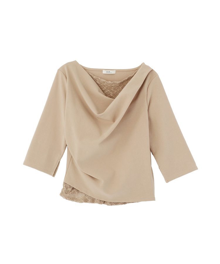 earth music&ecology「レースレイヤードドレーププルオーバー」|Tシャツ・カットソー|