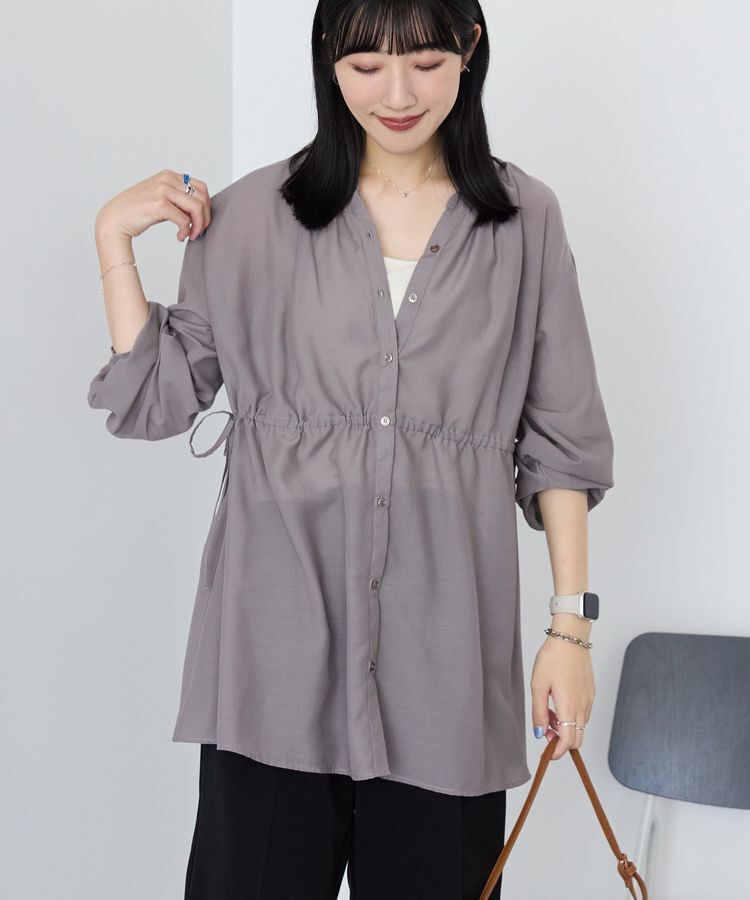 AMERICAN HOLIC「シアーウエストドロストロングシャツ/チュニック」|シャツ・ブラウス|Gray Beige
