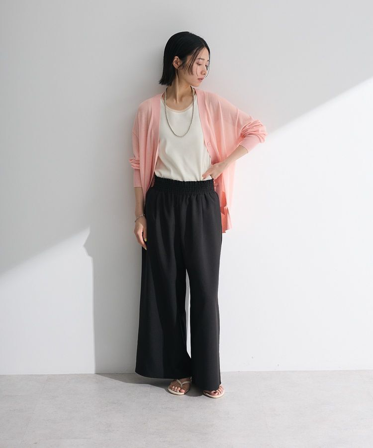 Green Parks「麻調ウエストギャザーフレアワイドパンツ」|その他|