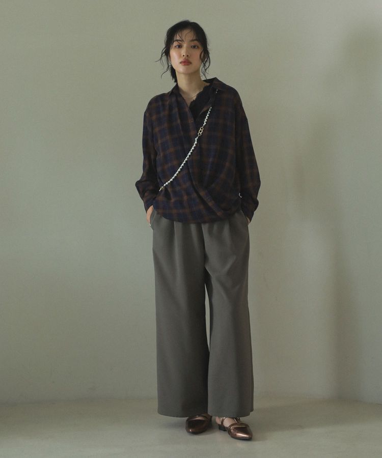 Green Parks「麻調ウエストギャザーフレアワイドパンツ」|その他|