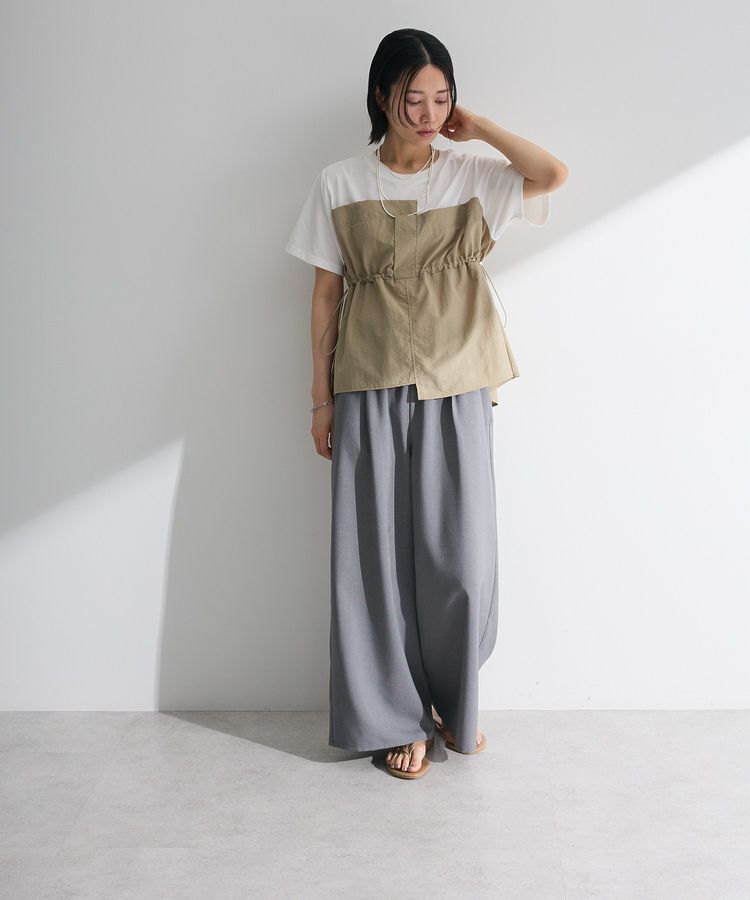 Green Parks「麻調ウエストギャザーフレアワイドパンツ」|その他|