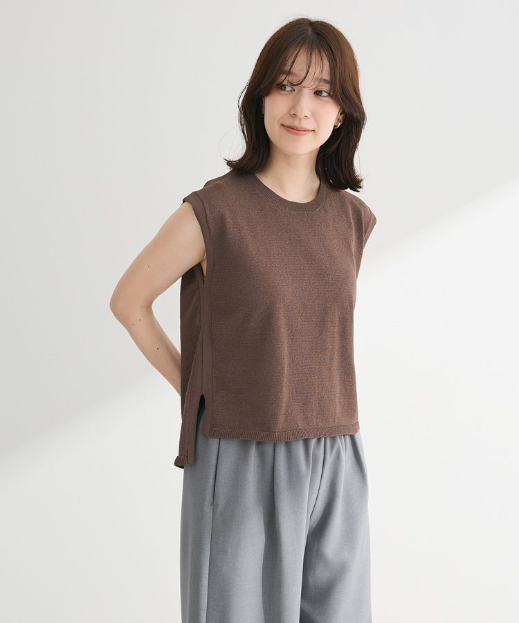 Green Parks「・Petit Fleur ノースリリネンライクニット」|ニット・セーター|