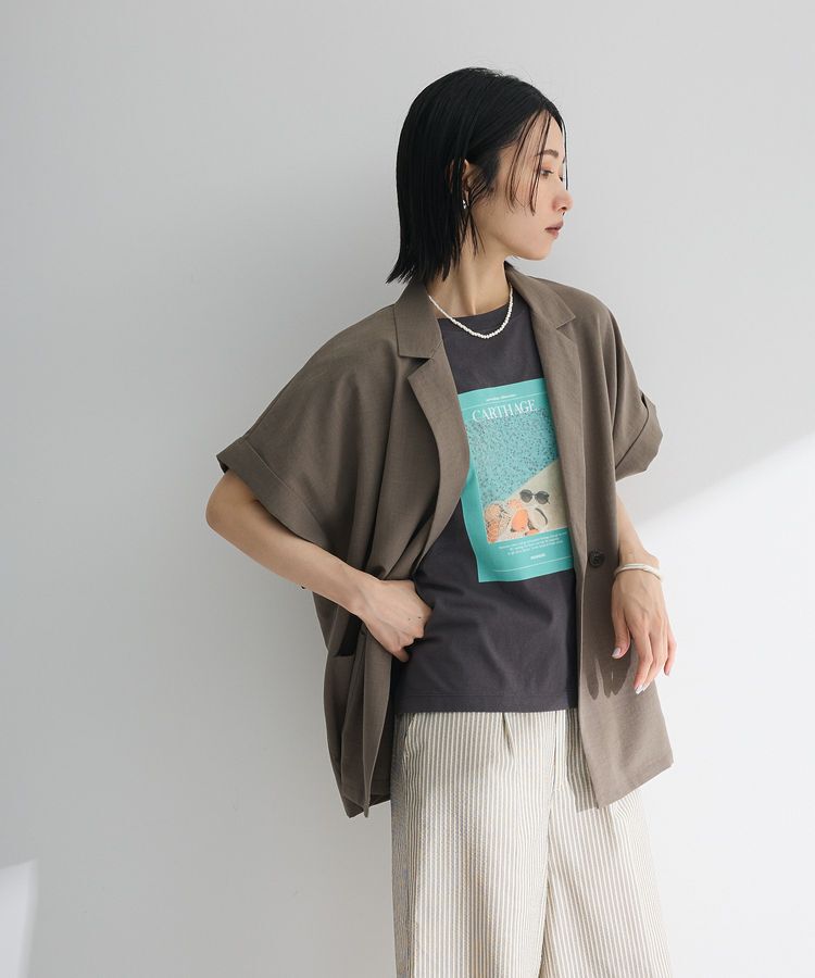 Green Parks「麻調フレンチスリーブジャケット」|テーラードジャケット|
