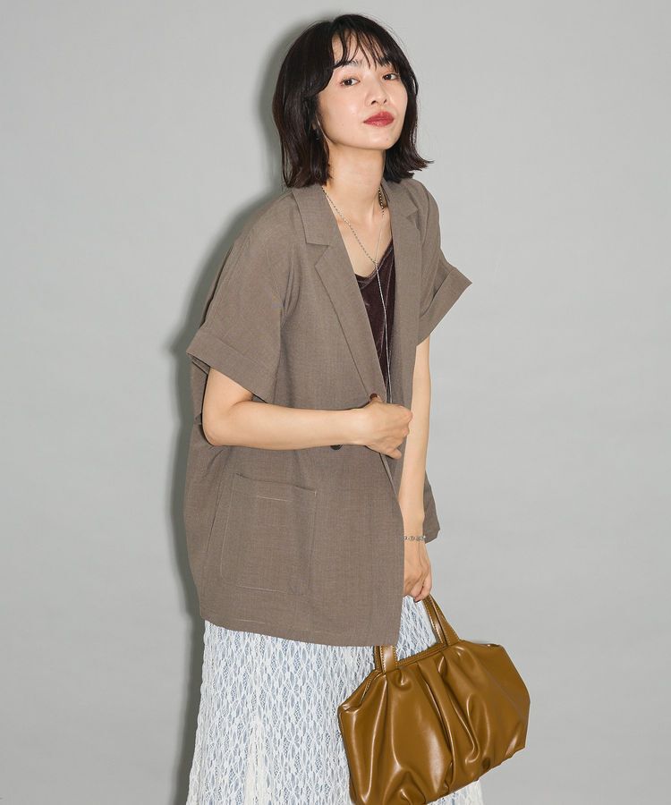 Green Parks「麻調フレンチスリーブジャケット」|テーラードジャケット|