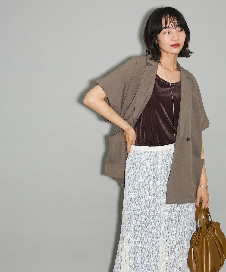 Green Parks「麻調フレンチスリーブジャケット」|テーラードジャケット|