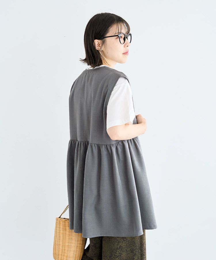 Green Parks「麻調ミディ丈ZIPベスト」|ベスト・ジレ|