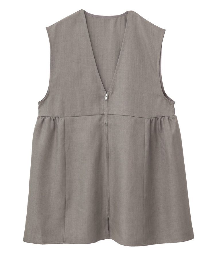 Green Parks「麻調ミディ丈ZIPベスト」|ベスト・ジレ|