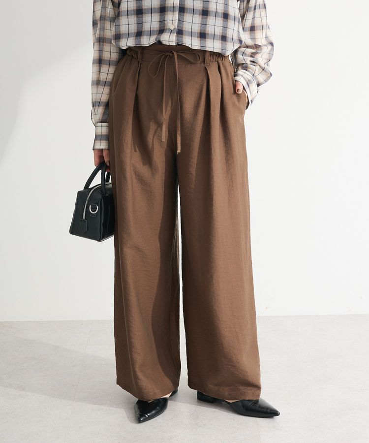 Green Parks「共ベルト付きツイルカラーパンツ」|その他|Brown
