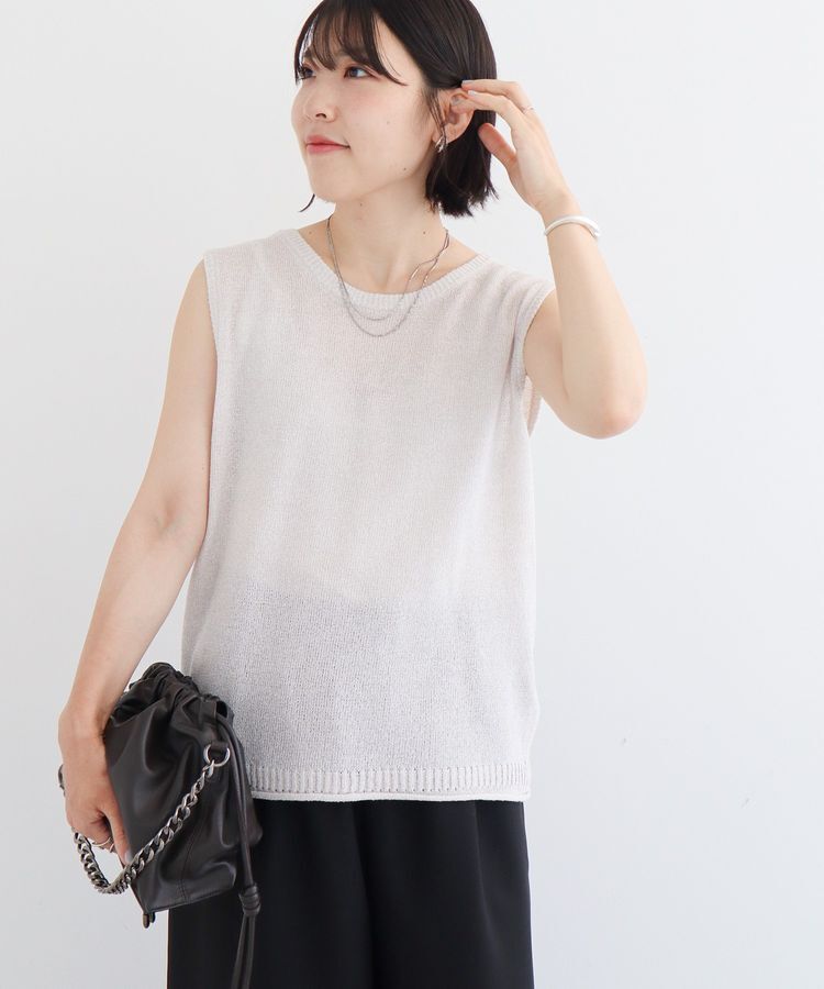 Green Parks「前後2way ミックスカラーノースリーブニット」|ベスト・ジレ|
