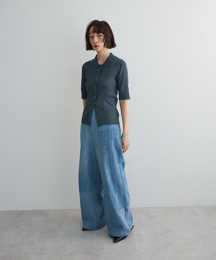 AnriettMusee「ポロ襟5分袖リブニット」|ニット・セーター|