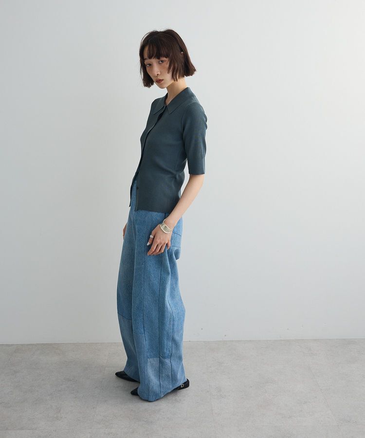 AnriettMusee「ポロ襟5分袖リブニット」|ニット・セーター|