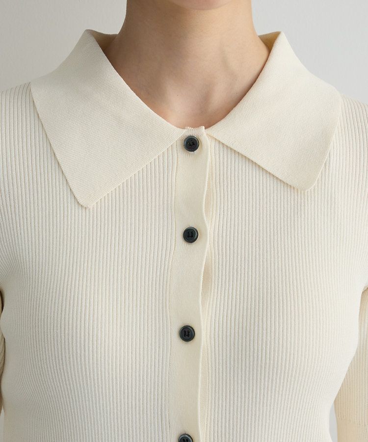 AnriettMusee「ポロ襟5分袖リブニット」|ニット・セーター|