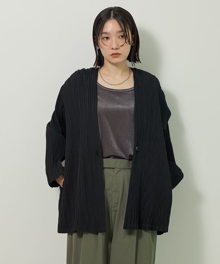 Green Parks「・ELENCARE DUE プリーツノーカラージャケット」|テーラードジャケット|