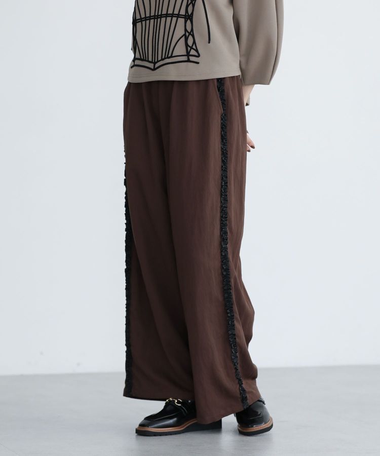 Green Parks「■ESCAR サイドミニフリルワイドパンツ」|その他|Brown