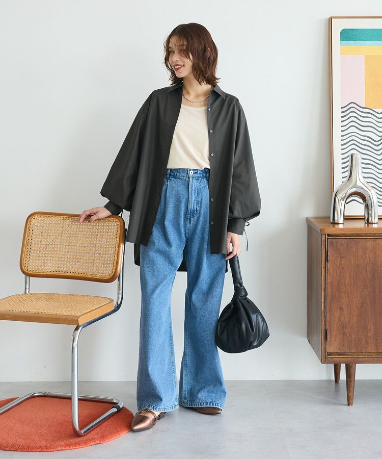 Green Parks「イージーケア袖シャーリングシャツ」|シャツ・ブラウス|