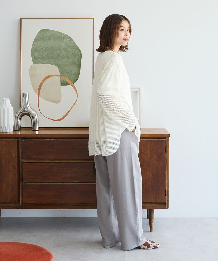 Green Parks「メッシュ長袖ゆるカットプルオーバー」|Tシャツ・カットソー|