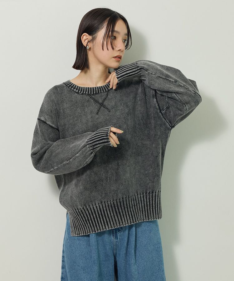 Green Parks「ピグメントニットプルオーバー」|ニット・セーター|Charcoal Gray