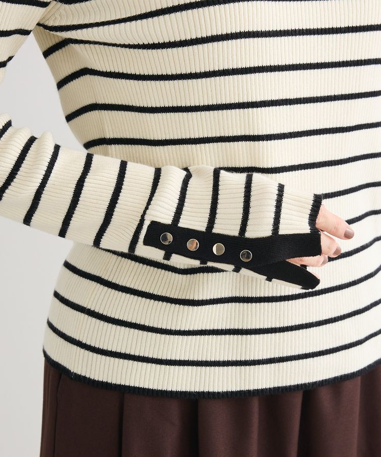 Green Parks「袖口金釦リブニットプルオーバー」|ニット・セーター|