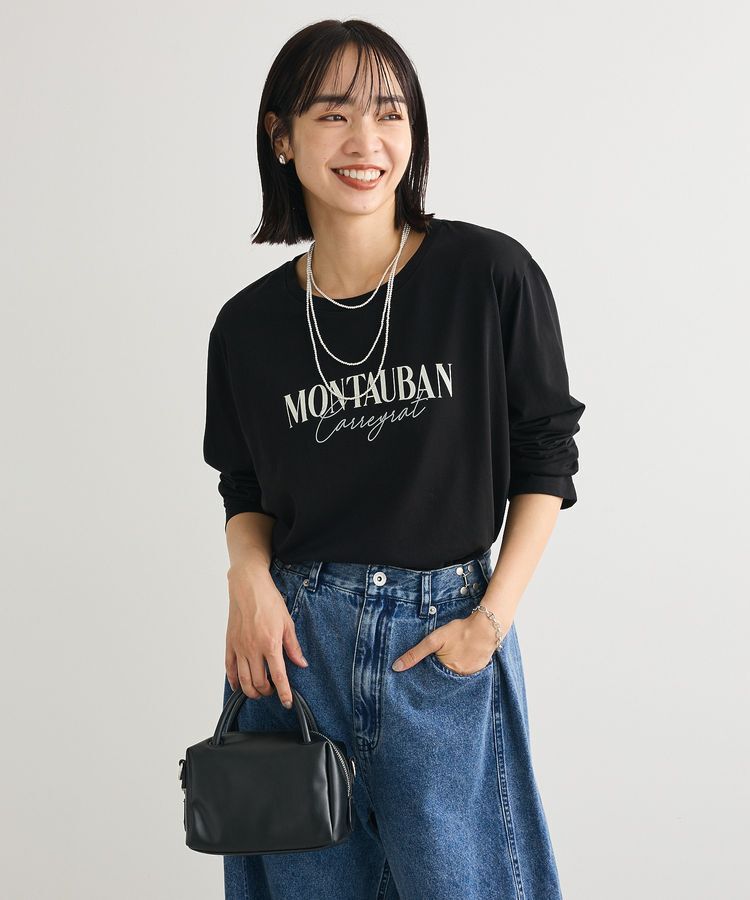 Green Parks「キレイ目ロゴ長袖Tシャツ」|Tシャツ・カットソー|Black