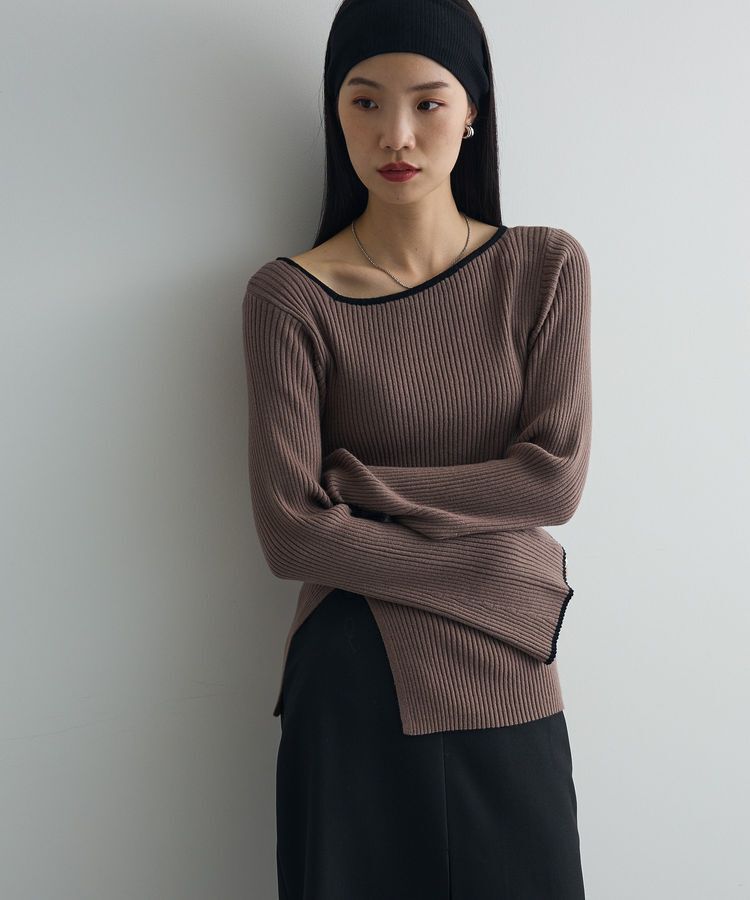 AnriettMusee「前後2wayアシンメトリー袖フレアリブニット」|ニット・セーター|