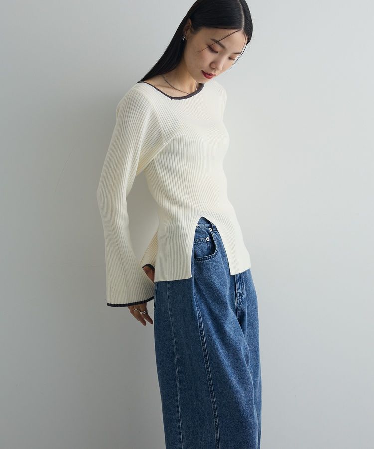 AnriettMusee「前後2wayアシンメトリー袖フレアリブニット」|ニット・セーター|