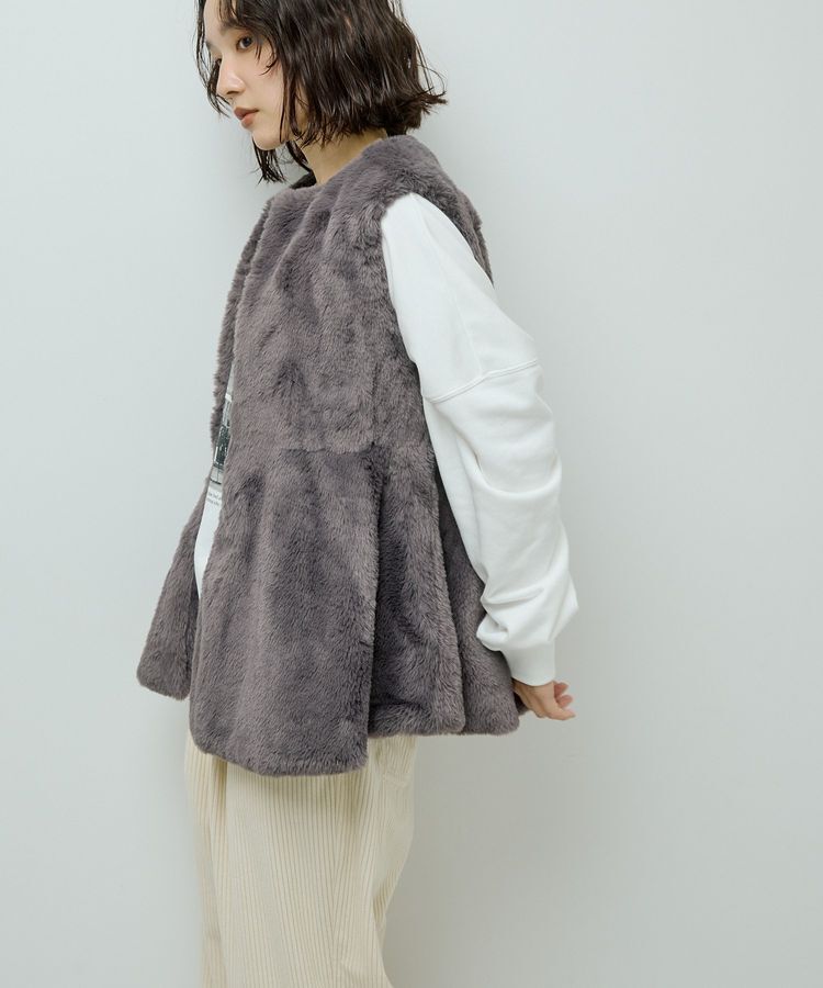 Green Parks「・ELENCARE DUE ペプラムフェイクファーベスト」|ベスト・ジレ|