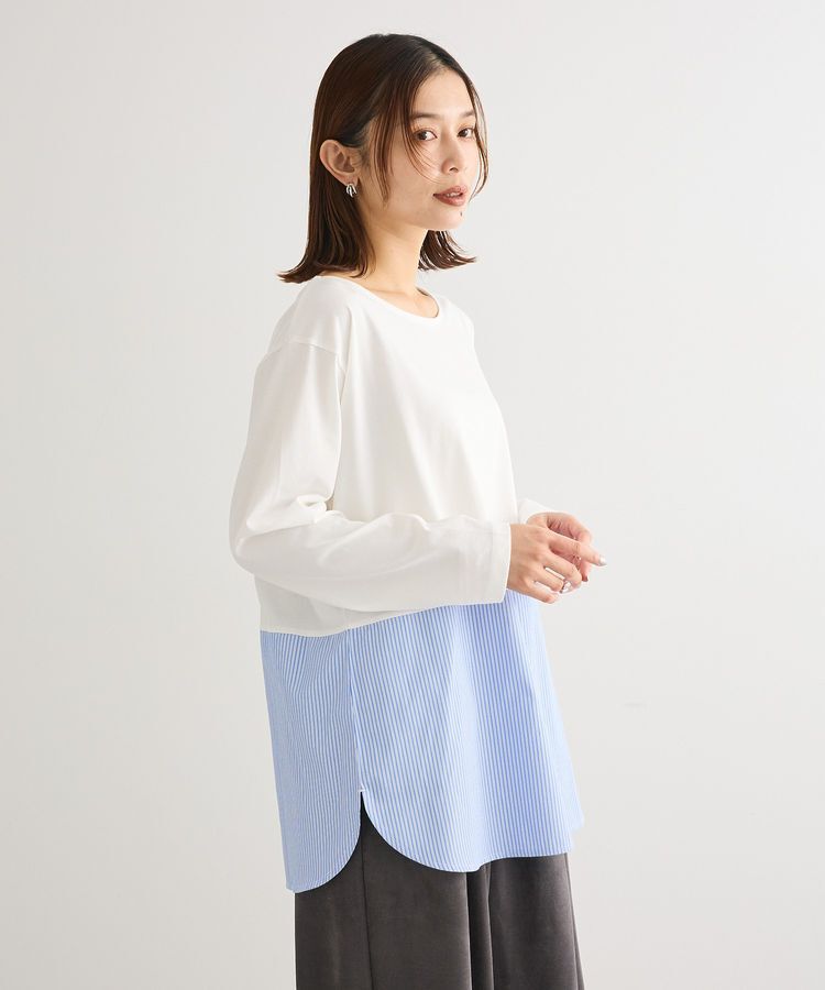 Green Parks「裾ドッキングホワイトインナー」|インナー|ストライプブルー