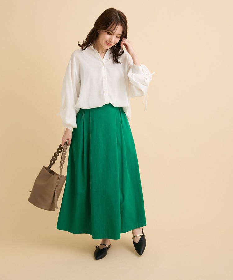 Green Parks「綿混やわらかタッチタックスカート」|スカート|