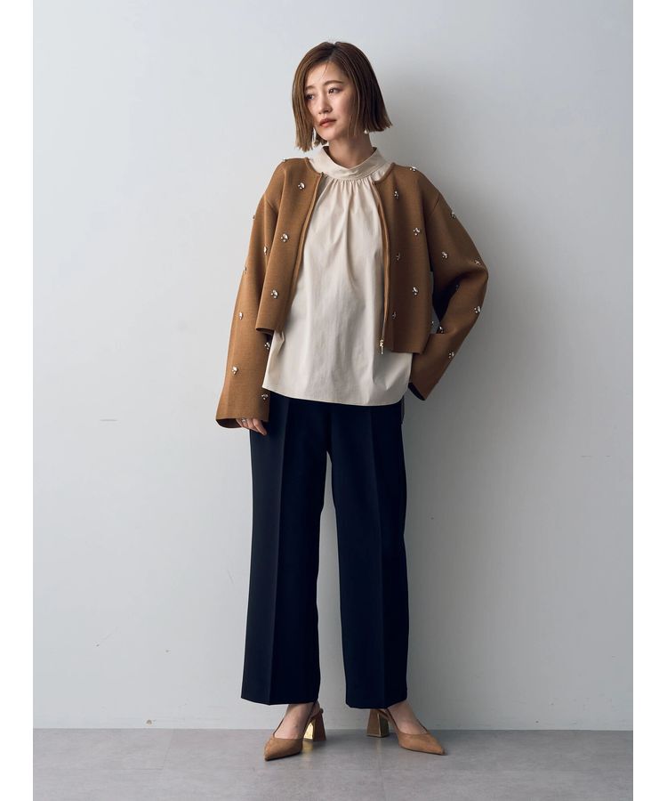 YECCA VECCA「ビジューZIPニットジャケット」|カーディガン|