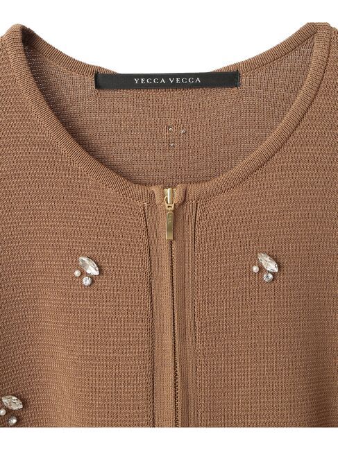 YECCA VECCA「ビジューZIPニットジャケット」|カーディガン|