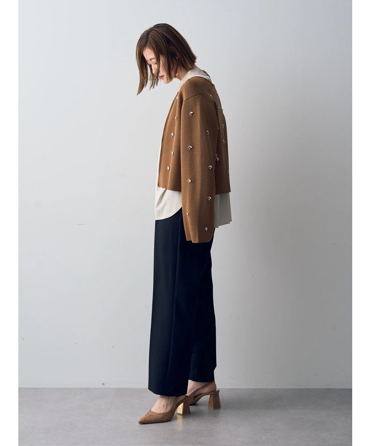 YECCA VECCA「ビジューZIPニットジャケット」|カーディガン|