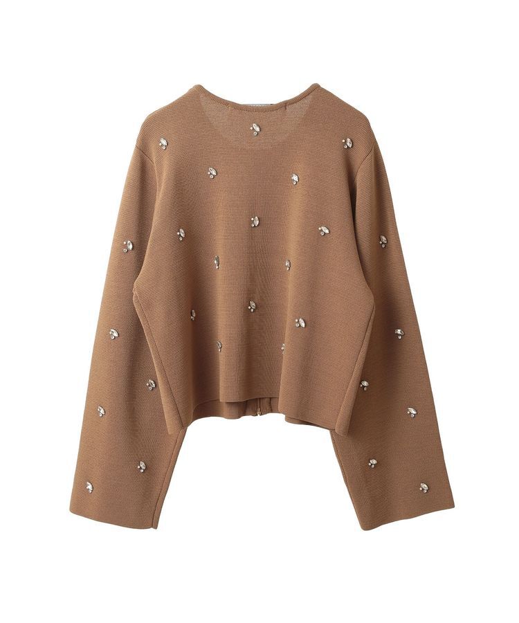 YECCA VECCA「ビジューZIPニットジャケット」|カーディガン|