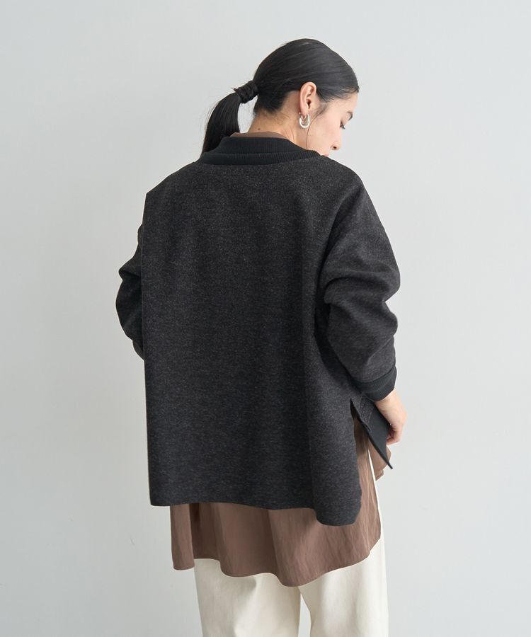 YECCA VECCA「ニット切替メルトンVネックカーディガン」|カーディガン|