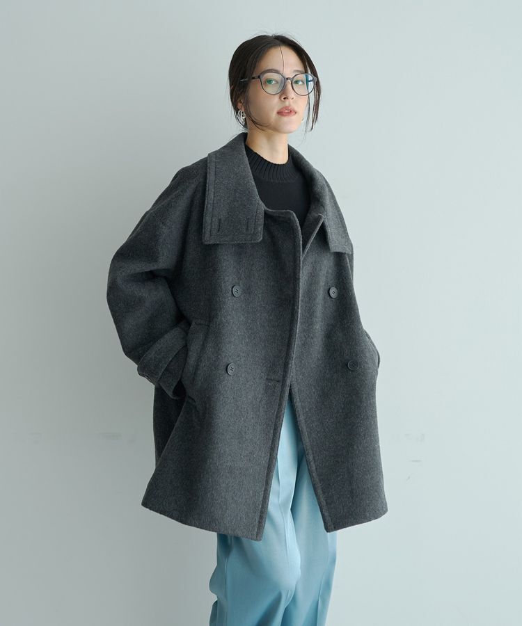 YECCA VECCA「ウール混ミドル丈スタンドカラーコート」|その他|