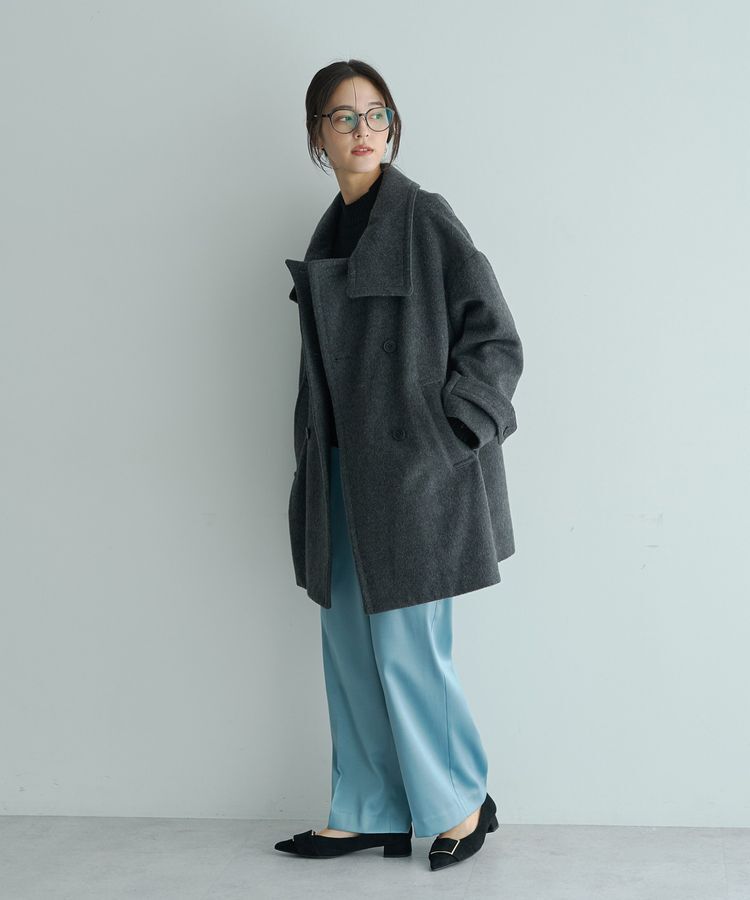 YECCA VECCA「ウール混ミドル丈スタンドカラーコート」|その他|