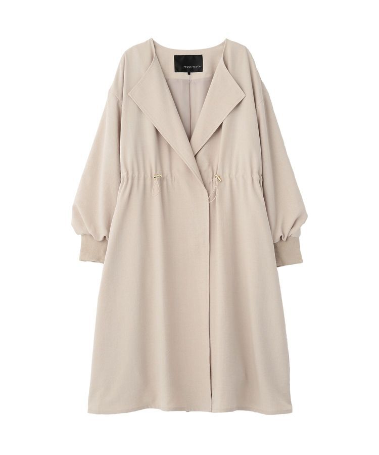YECCA VECCA「ノーカラーラペルロングコート」|ノーカラーコート|