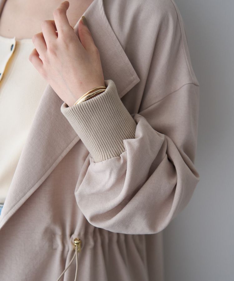 YECCA VECCA「ノーカラーラペルロングコート」|ノーカラーコート|