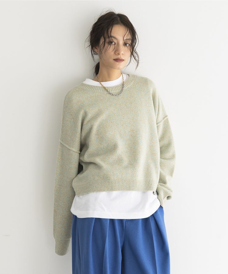 GARAGE OF GOOD CLOTHING「ミックスヤーンショートニットプルオーバー」|ニット・セーター|Sax