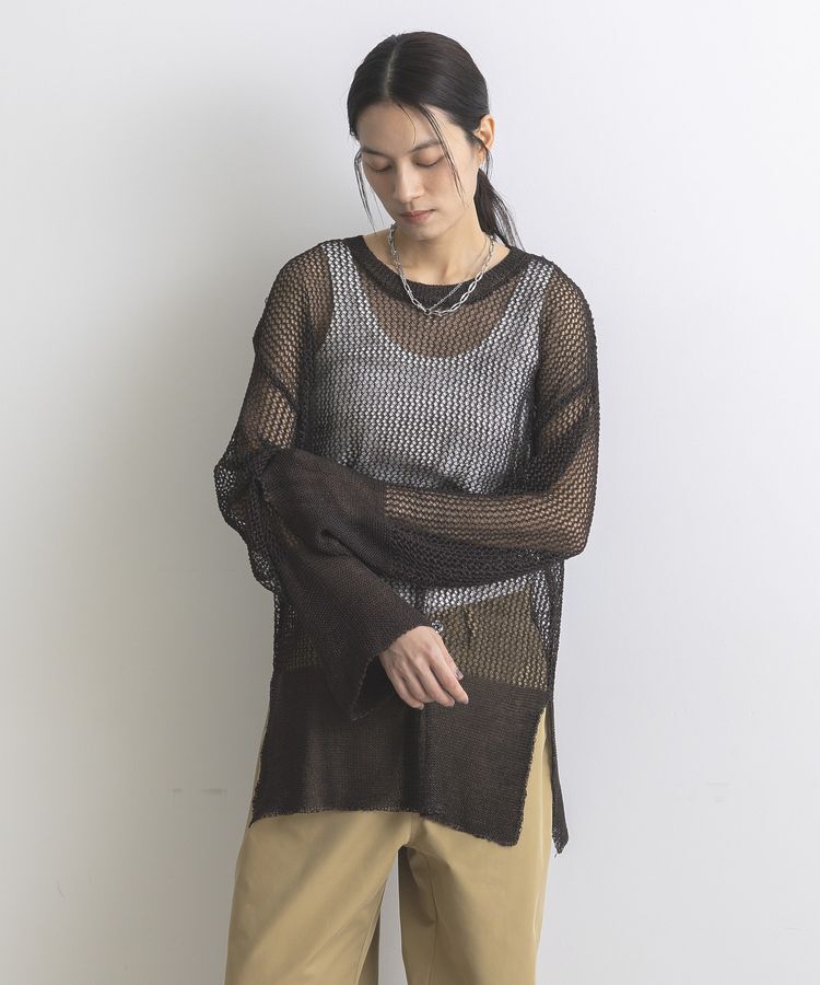 GARAGE OF GOOD CLOTHING「ストローヤーンメッシュプルオーバー」|ニット・セーター|Dark Brown