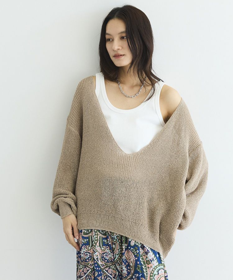 GARAGE OF GOOD CLOTHING「【日本製】ペーパーヤーンＶネックシアープルオーバー」|ニット・セーター|