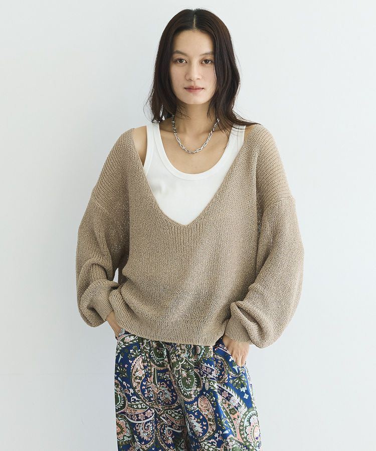 GARAGE OF GOOD CLOTHING「【日本製】ペーパーヤーンＶネックシアープルオーバー」|ニット・セーター|