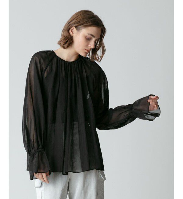 allureville「シアーオーガンギャザーブラウス」|シャツ・ブラウス|