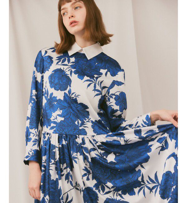 LOULOU WILLOUGHBY「【LOULOU WILLOUGHBY】RATTIフラワープリント衿付きワンピース」|ワンピース|ホワイト