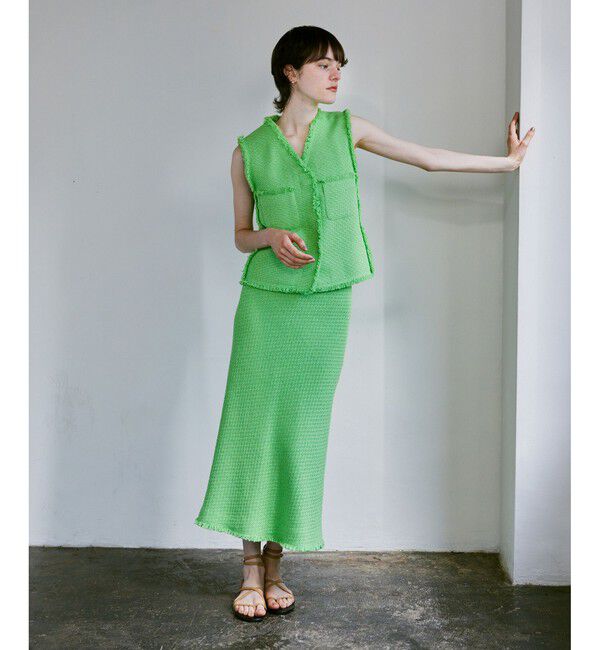 allureville「【セットアップ対応可能】ラスティックツイードスカート」|スカート|グリーン